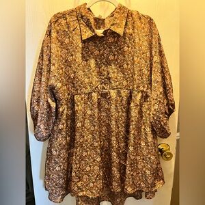 Umgee Brown Floral Mini Dress
